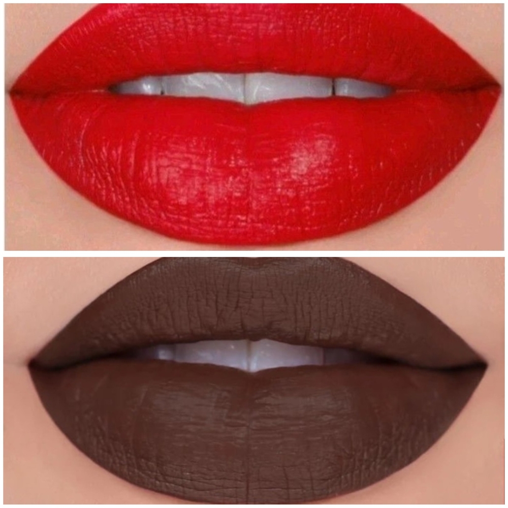 Jeffree Star Velvet Trap Red Affair & Brown Tax Break Velour Liquid Lipstucks
